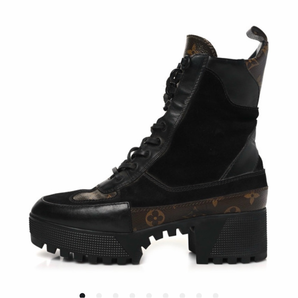 Louis Vuitton Black and Brown Combat Boots